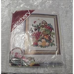Vintage Spinnerin BASKET OF FRUIT Stitchery Kit 16”x 20” Marjorie Gosz ST1044